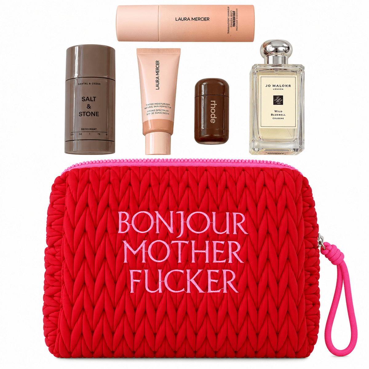 Red Bonjour Mother Fucker Make Up Bag - Lillyloves
