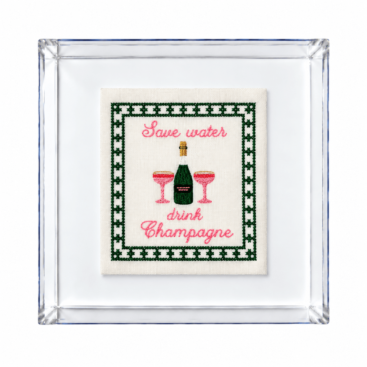 Save Water Drink Champagne Embroidered Artwork Print - Lillyloves