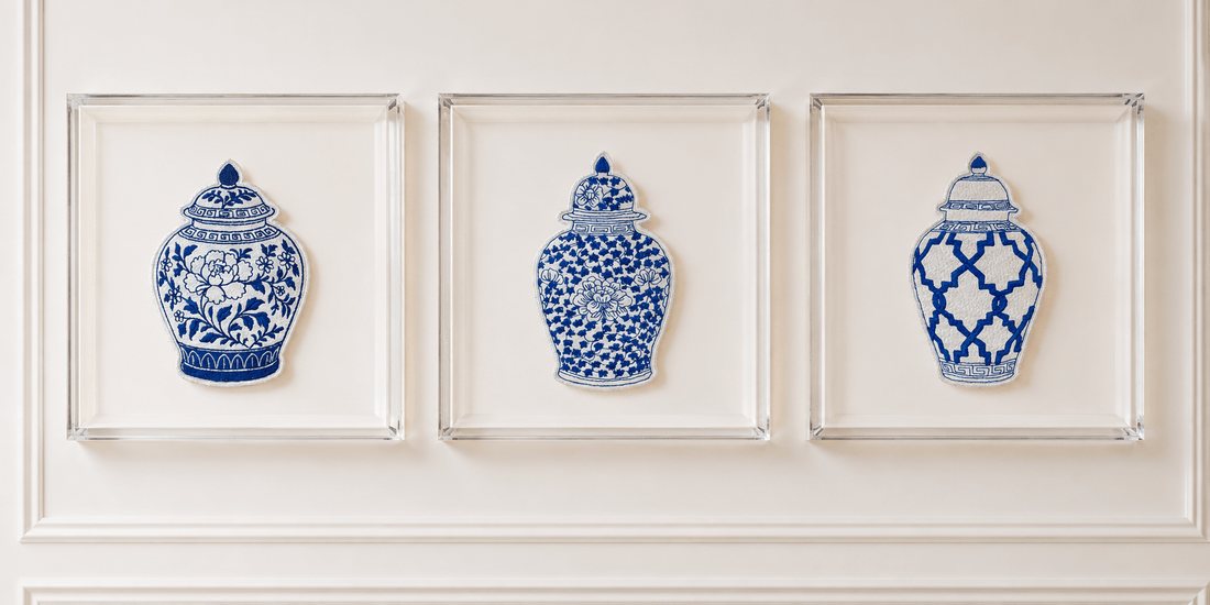 Set Of Ginger Jars Embroidered Artwork - Lillyloves