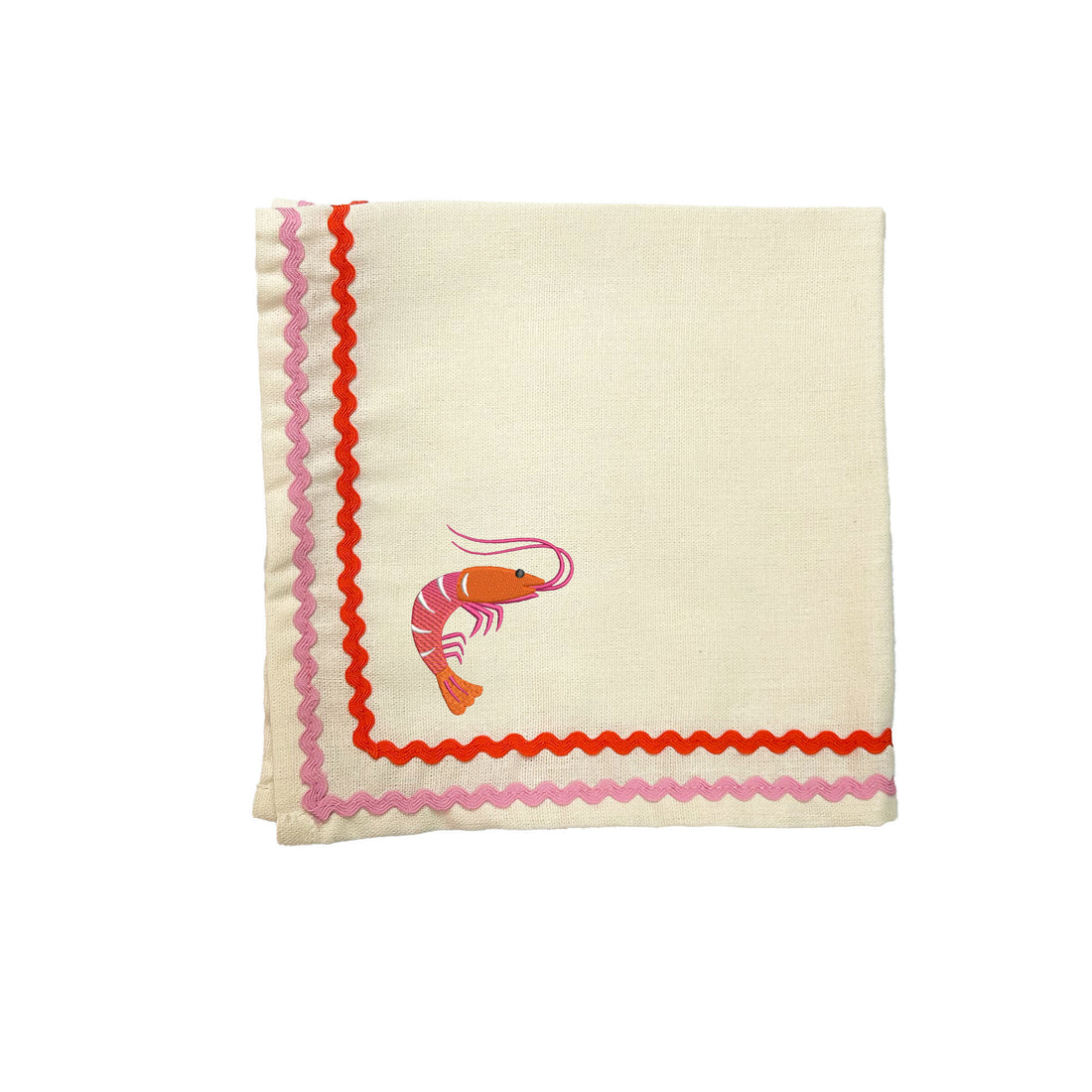Prawn Toast Embroidered Napkins | Pink | Set of 2