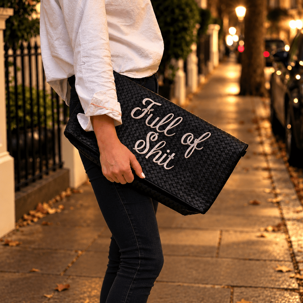 Silver Full Of Shit Oversized Clutch Bag - Lillyloves