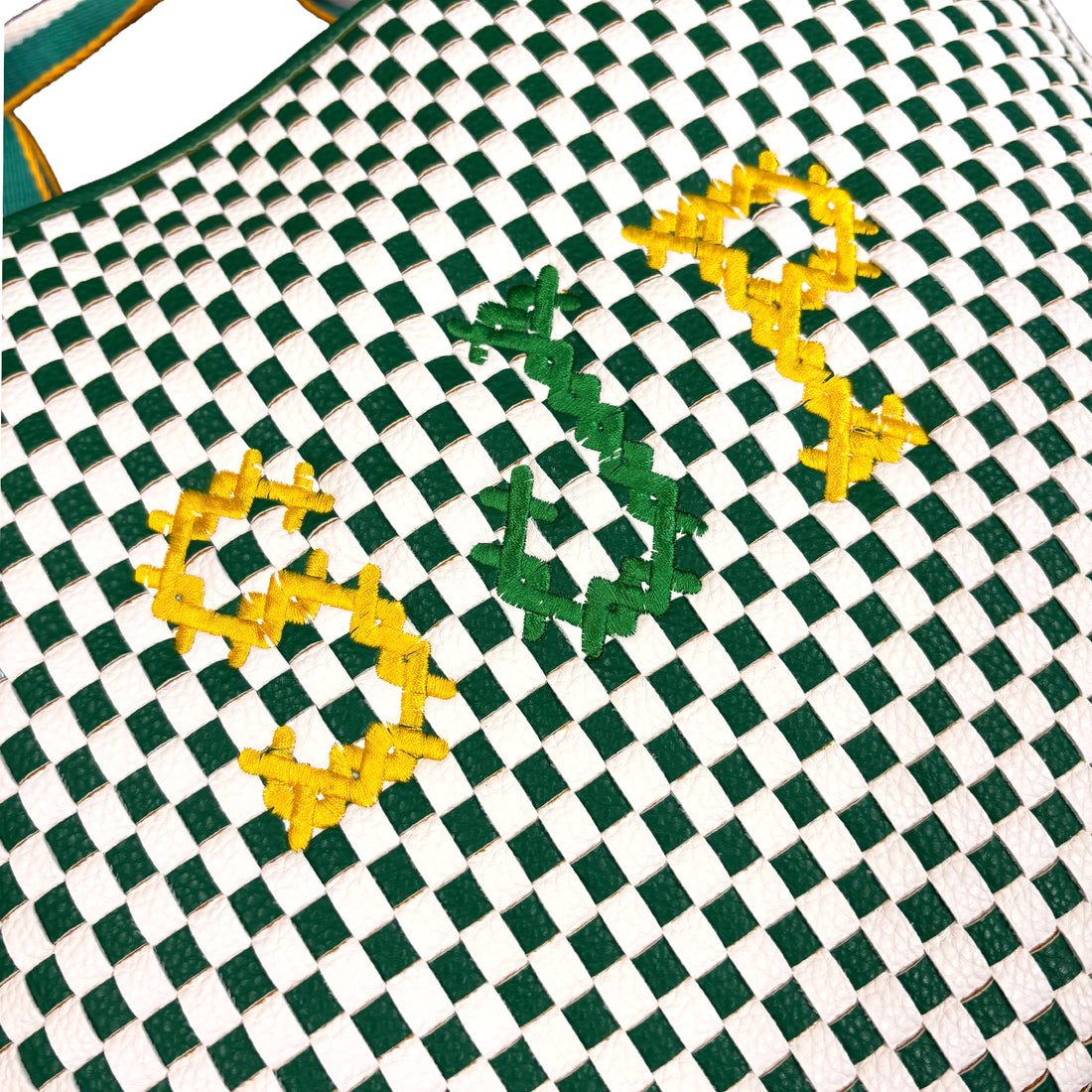 Monogram Embroidered Woven hand Bag