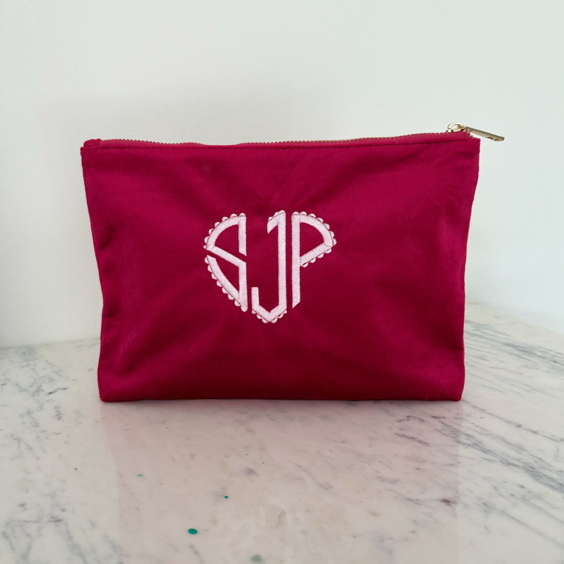 Heart Monogram Bespoke Pouch