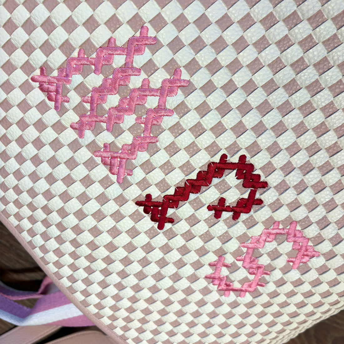 Monogram Embroidered Woven hand Bag