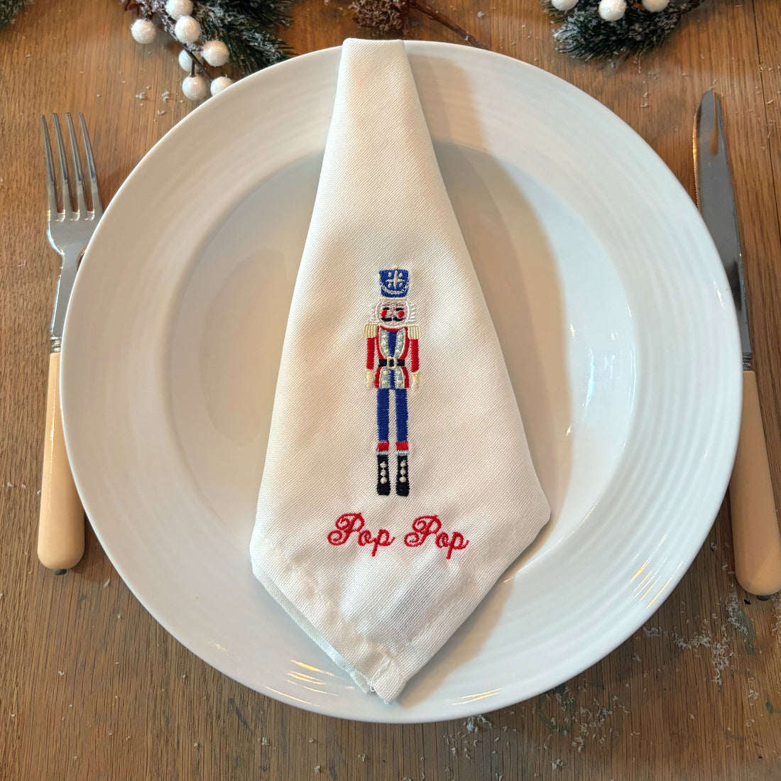 Christmas Nutcracker Embroidered Napkins | Set 4