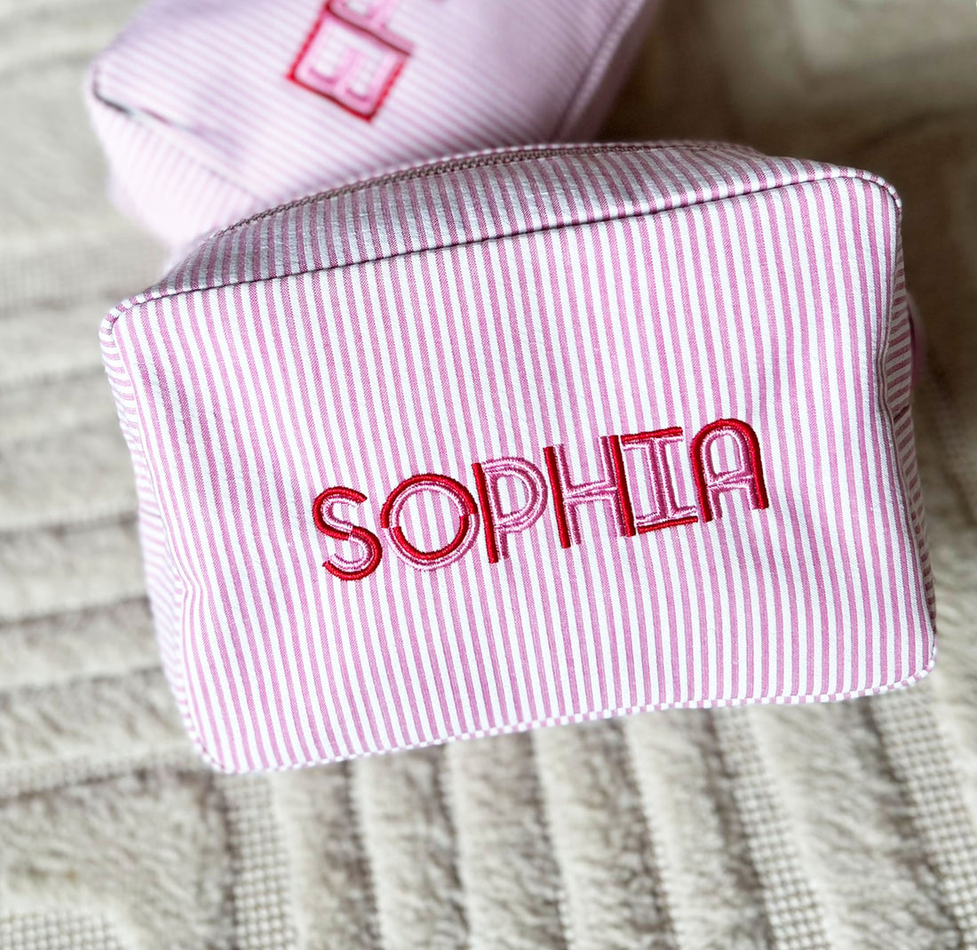 Personalised monogramed make up bag