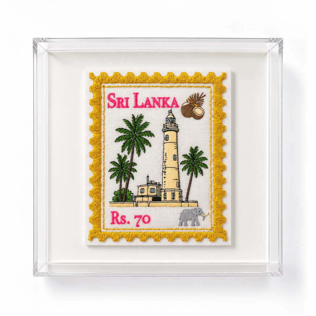 Sri Lanka Embroidered Stamp Artwork - Lillyloves