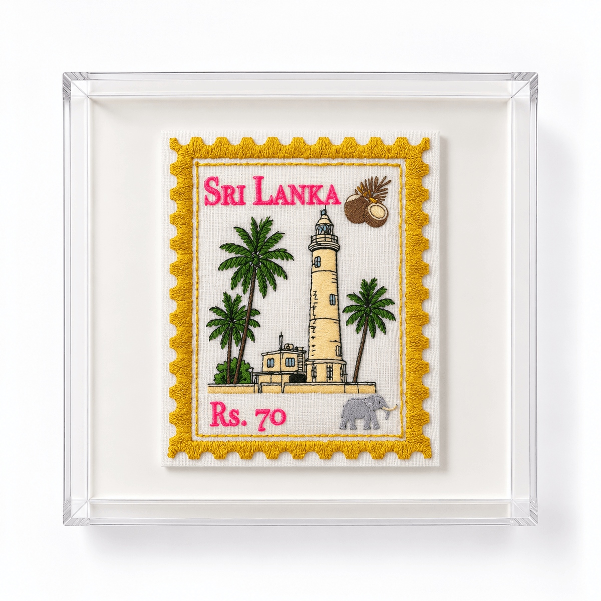 Sri Lanka Embroidered Stamp Artwork - Lillyloves