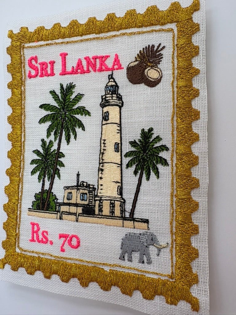 Sri Lanka Embroidered Stamp Artwork - Lillyloves