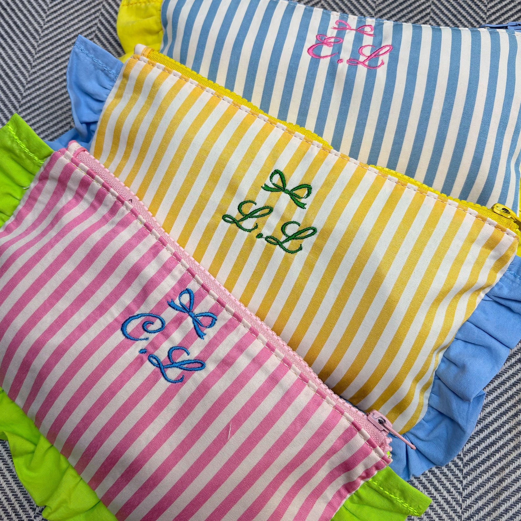 Frilly Personalised Stripe Pouch