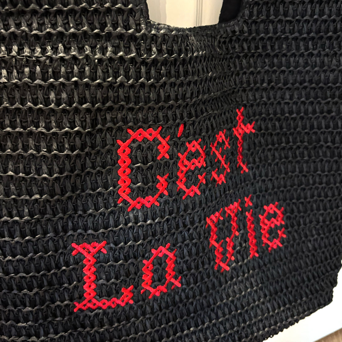 C'est La Vie Straw Beach Bag