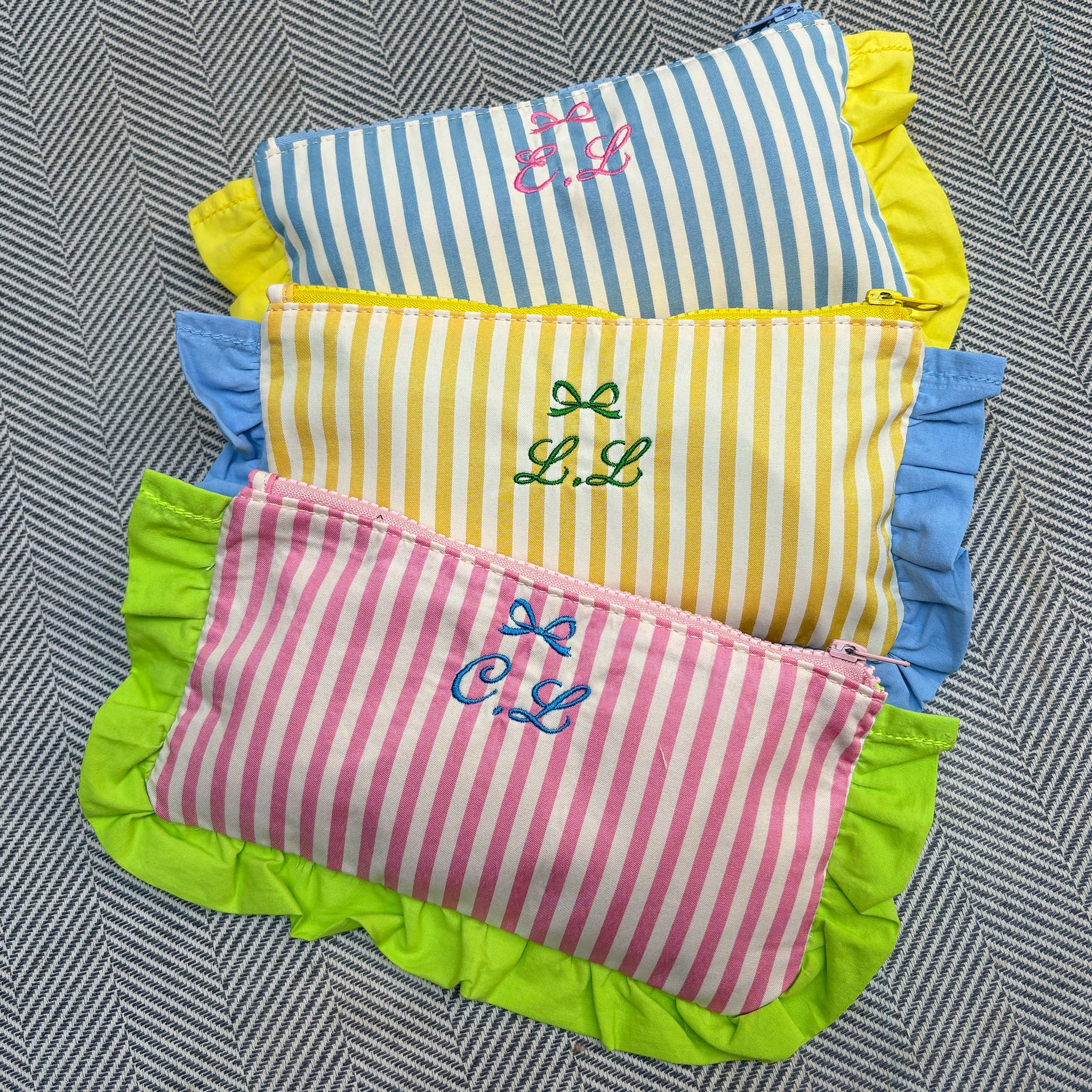 Frilly Personalised Stripe Pouch
