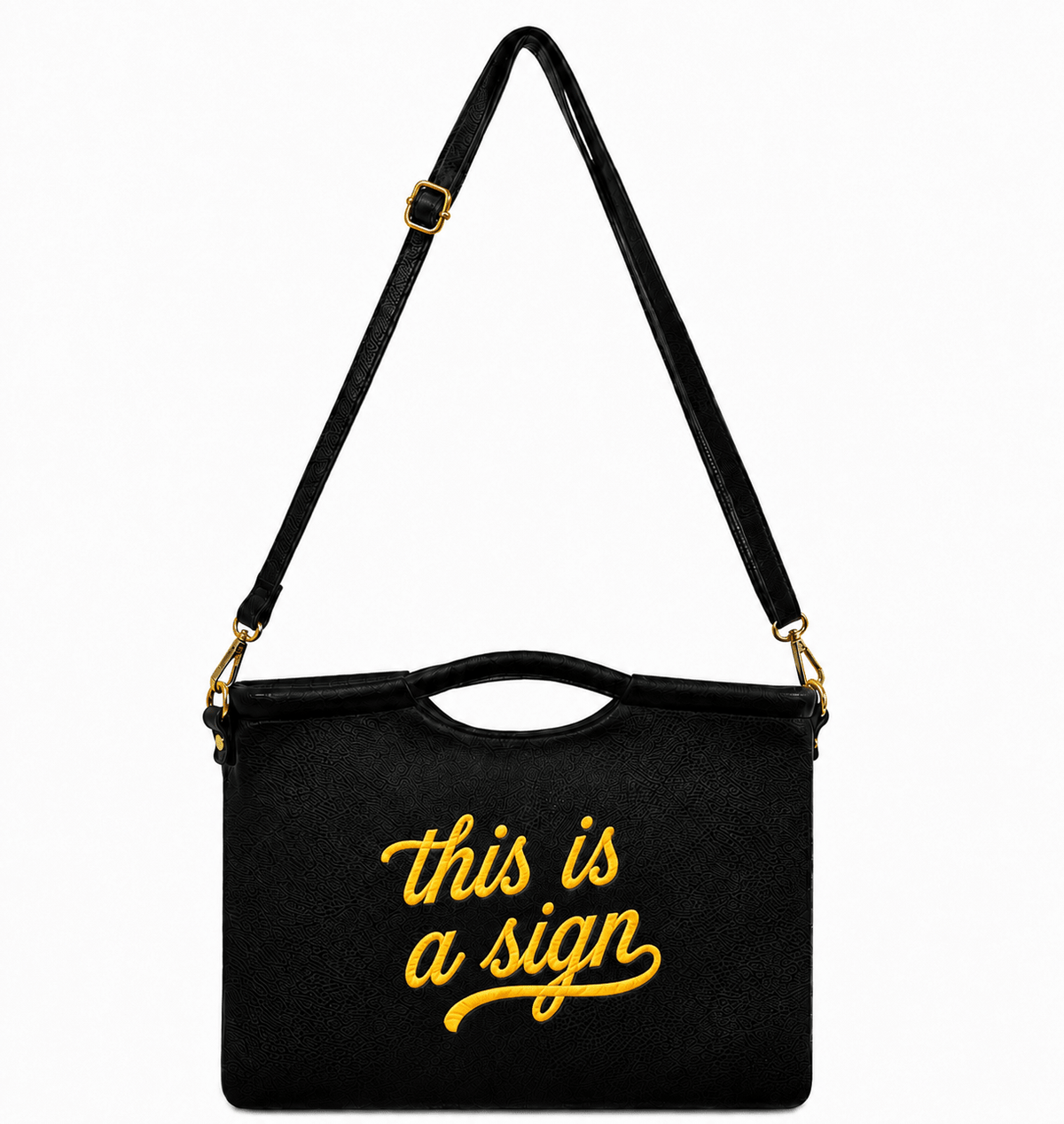 This Is A Sign Black Vegan Leather Clutch - Lillyloves