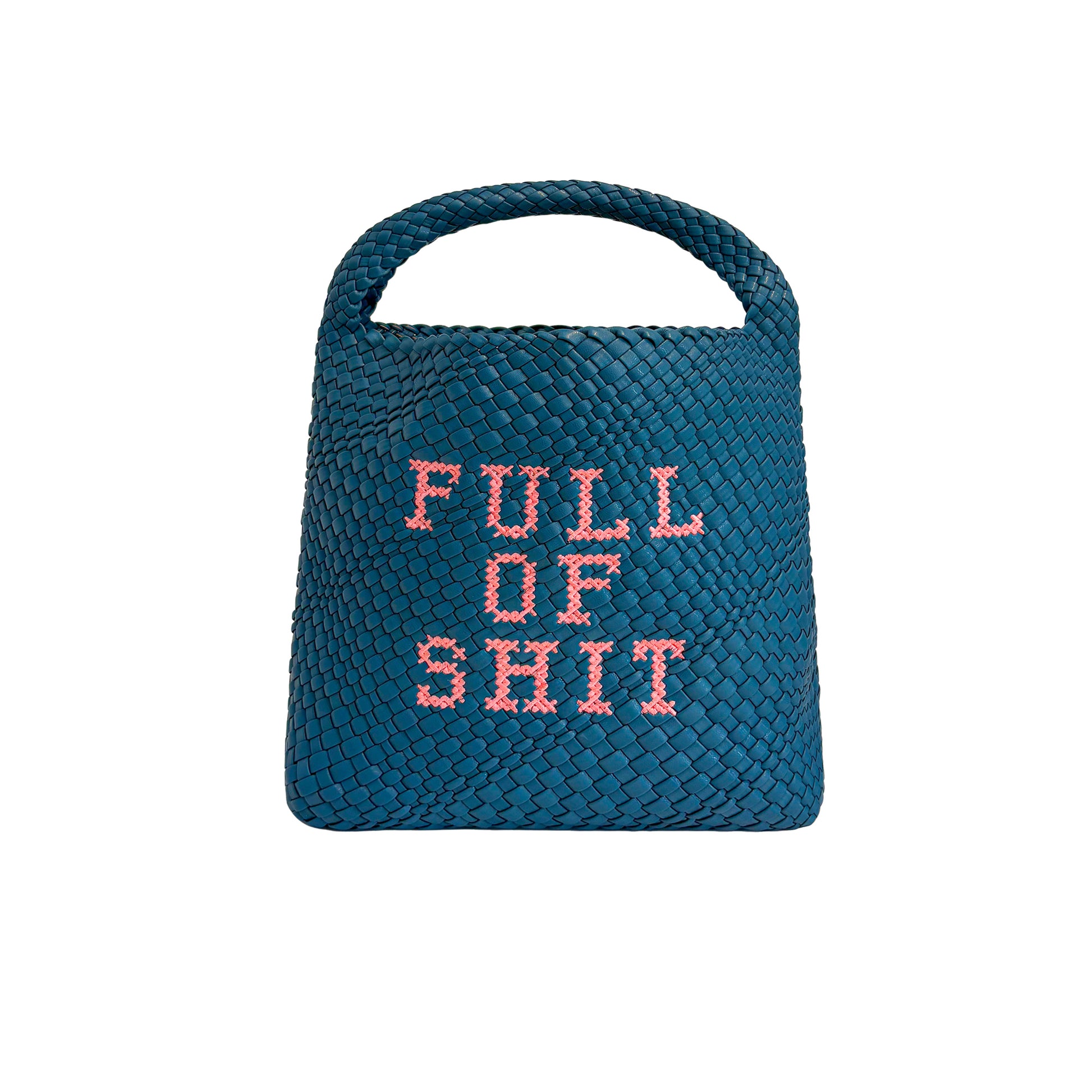 Woven teal shoulder handbag by Lilly Loves with textured fabric and shoulder strap, stylish accessory for casual or chic outfits.