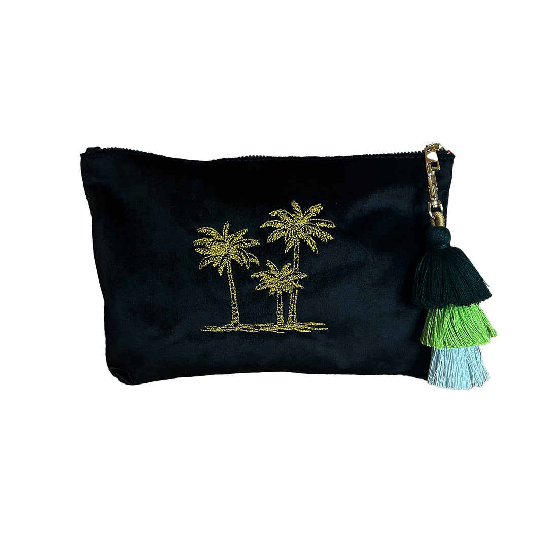 Personalized Palm Tree Initials Quilted Velvet Toiletry Bag – Gold Beauty & Travel Gift