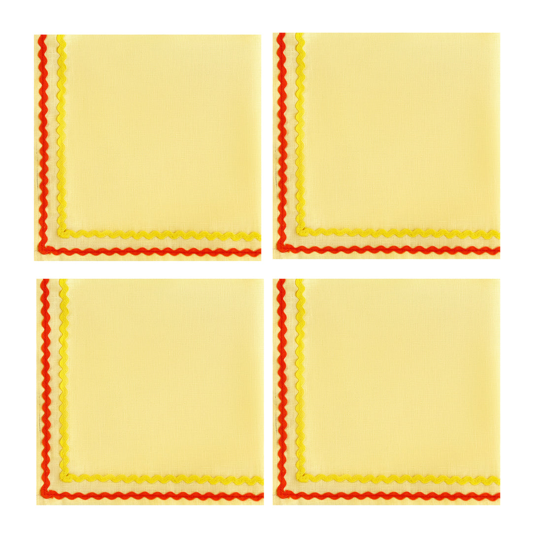 Ric Rac Yellow & Orange Linen Napkins | Pink | Set of 2